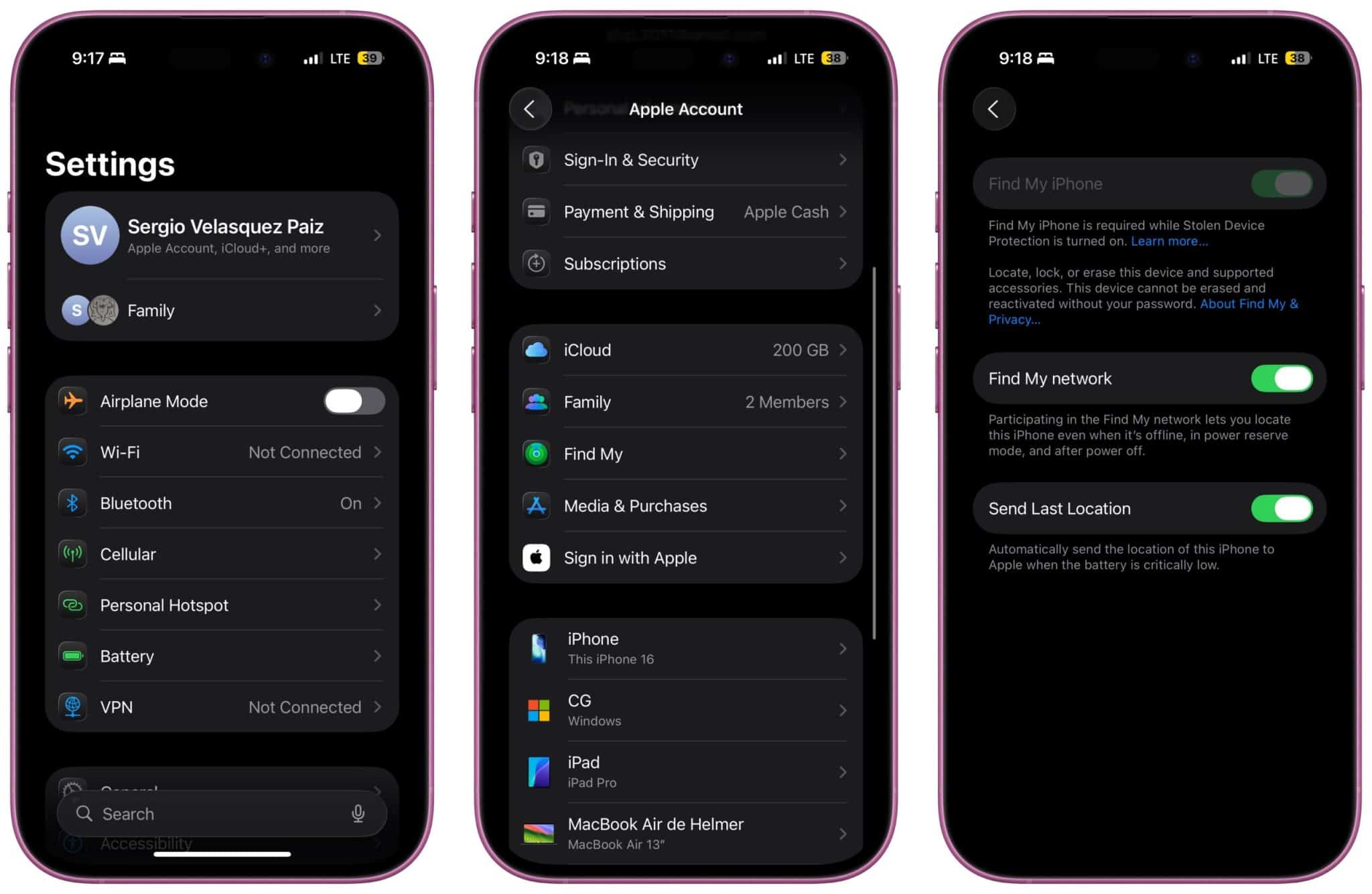 Turn on Find My iPhone