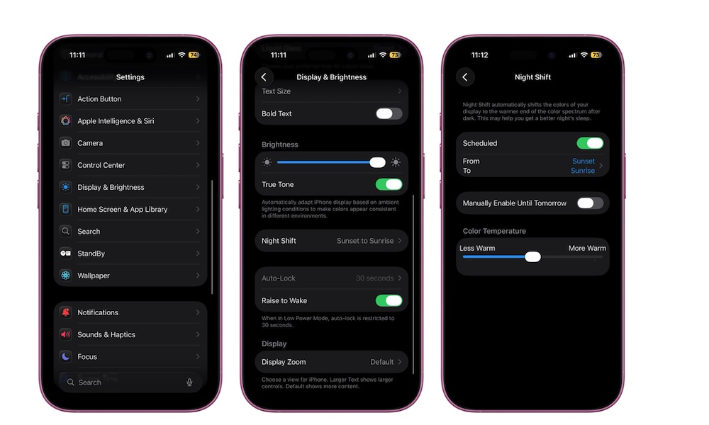 تشغيل Night Shift على iPhone