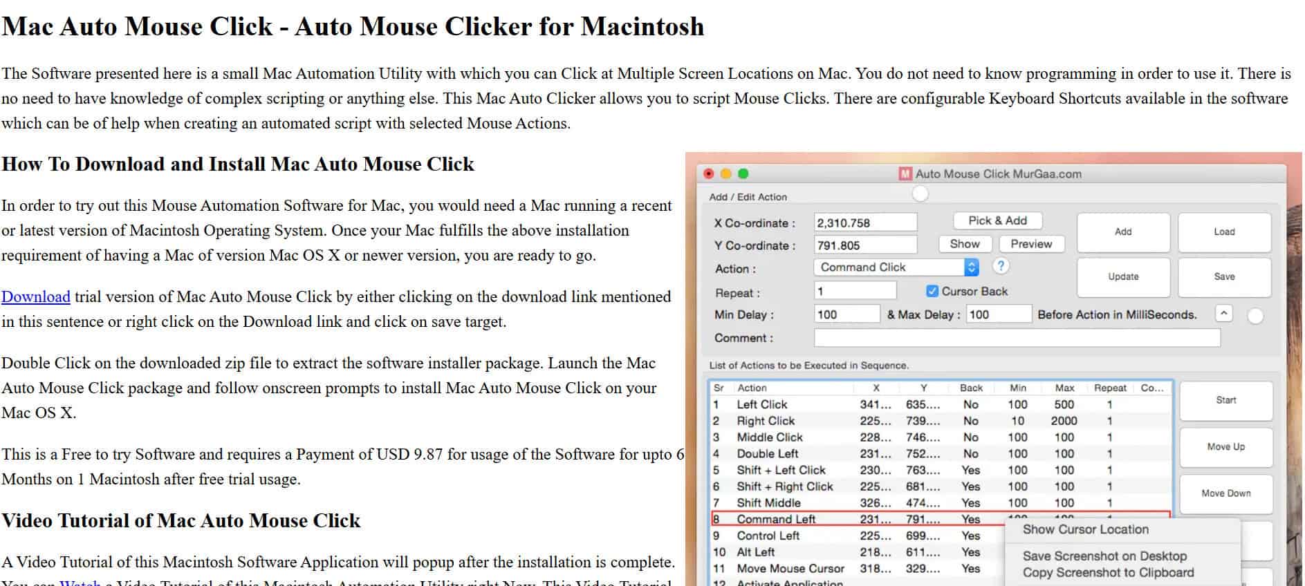 برنامج النقر التلقائي لـ Mac من MurGaa