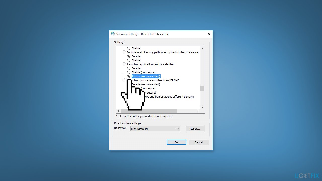 التحقق من إعدادات منطقة الإنترنت