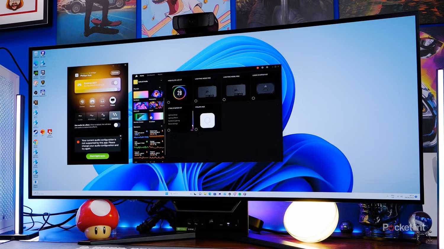 شاشة Corsair فائقة الاتساع.