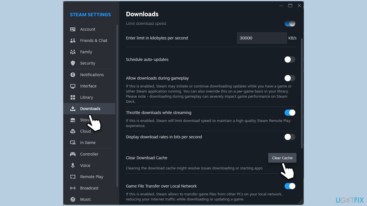 مسح ذاكرة التخزين المؤقت