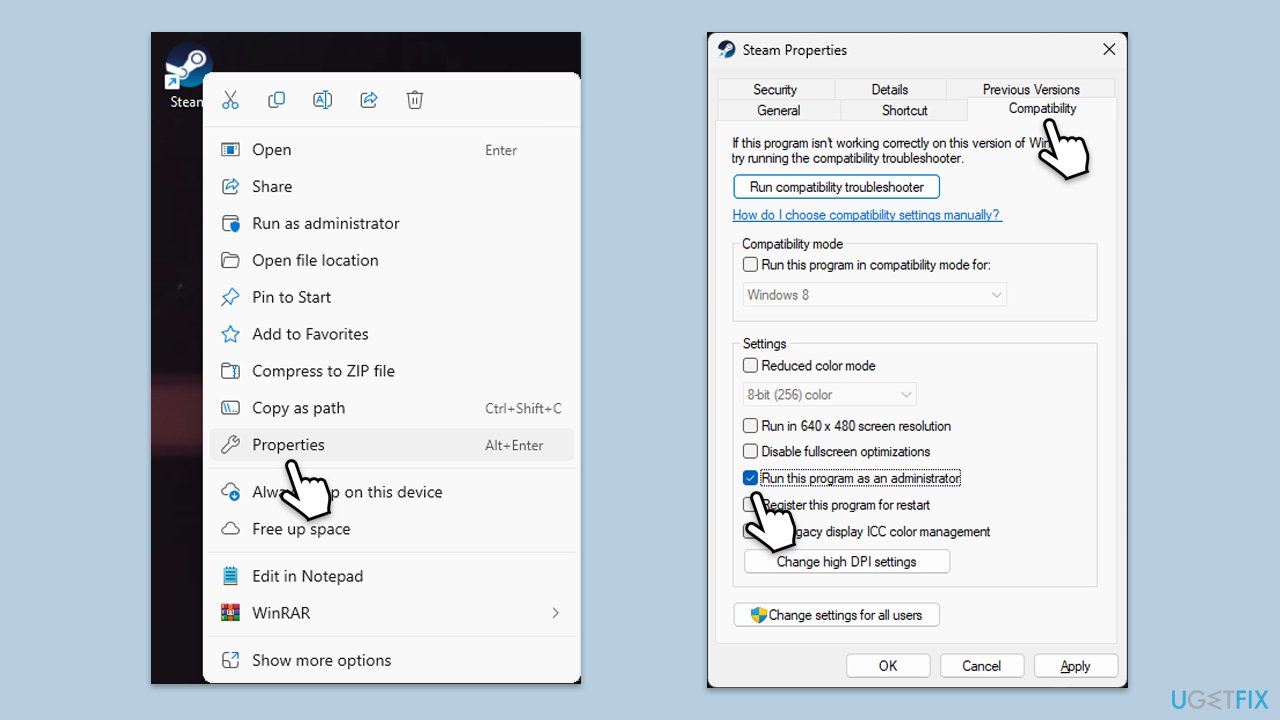 التشغيل كمسؤول