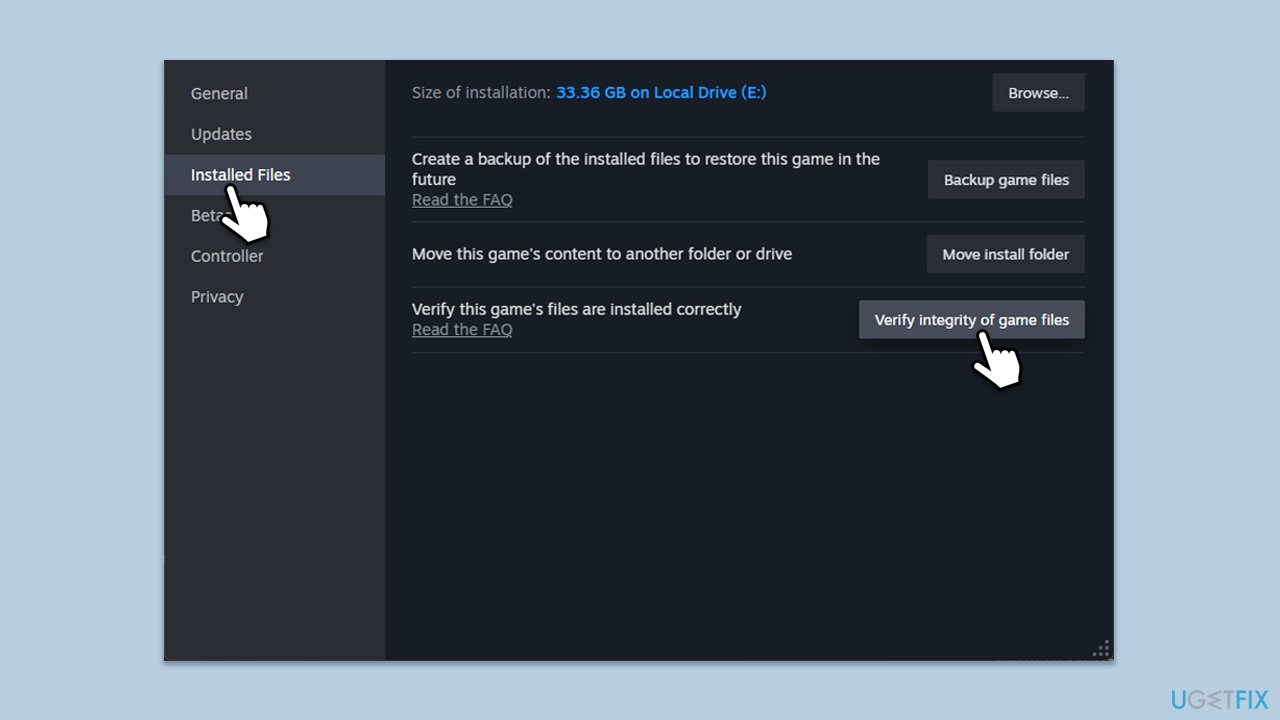 التحقق من ملفات اللعبة