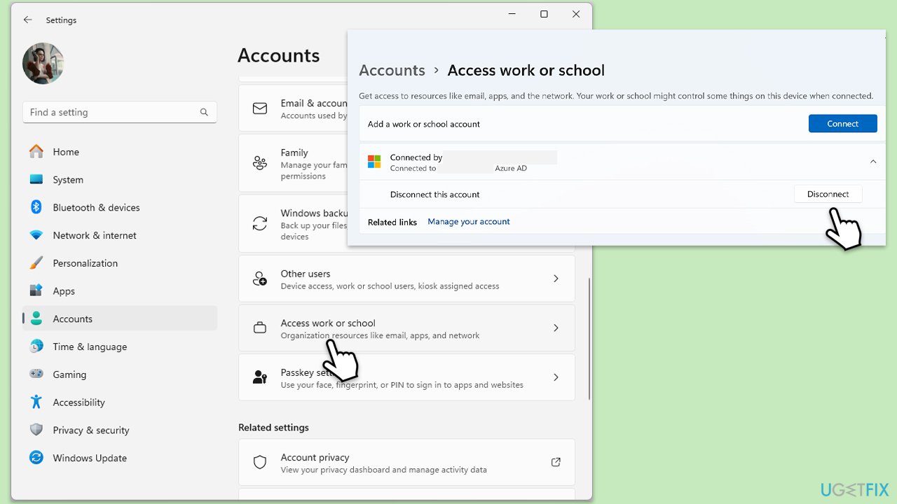 قطع الاتصال من Azure