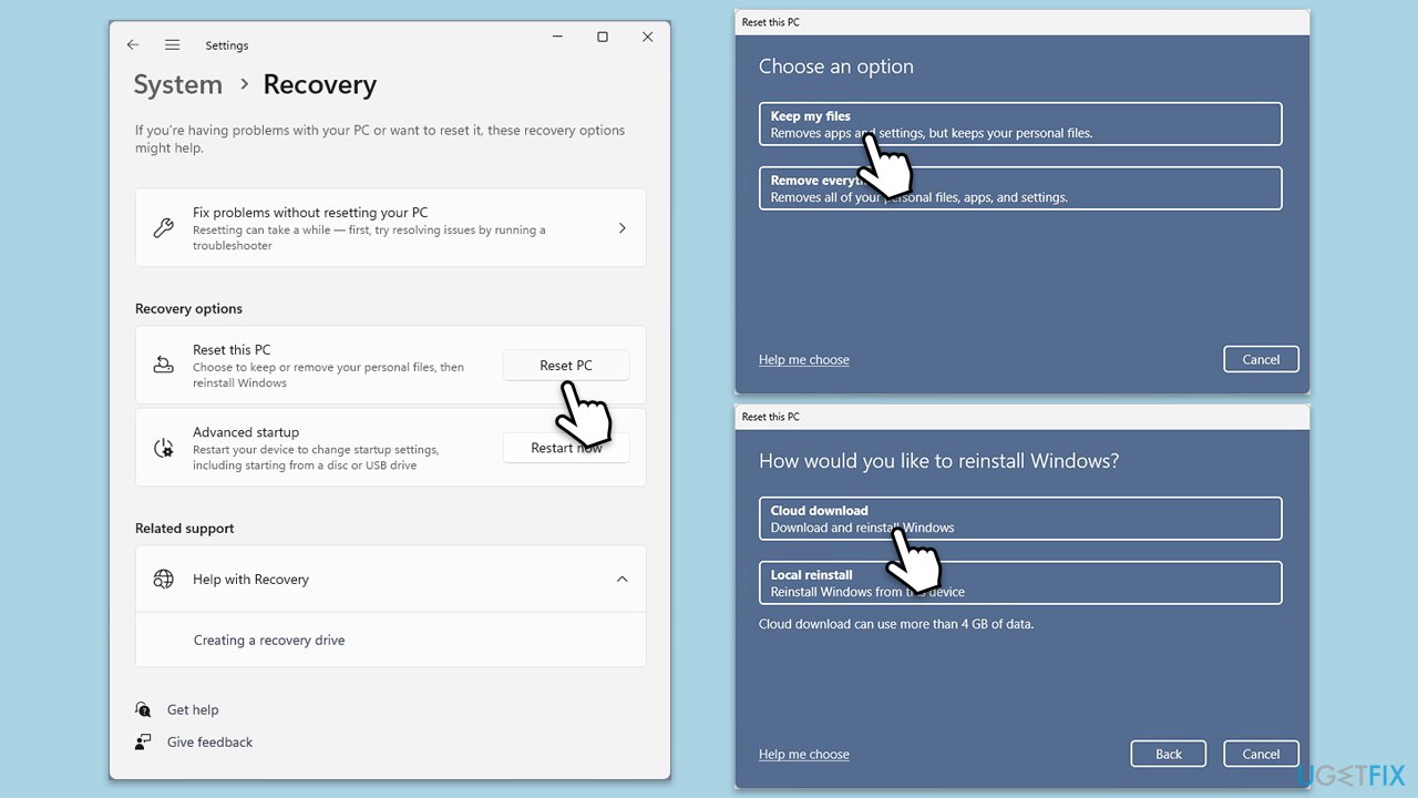 إعادة تعيين Windows