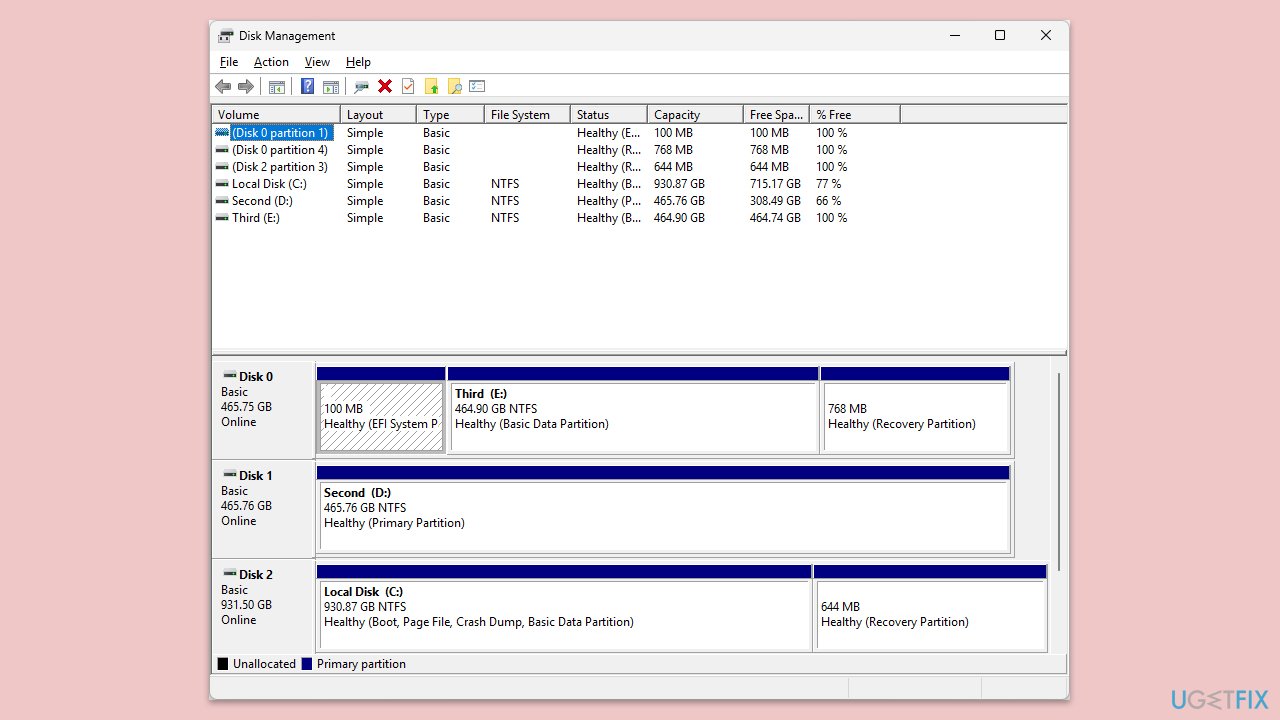 تحرير مساحة على قسم System Reserved أو EFI