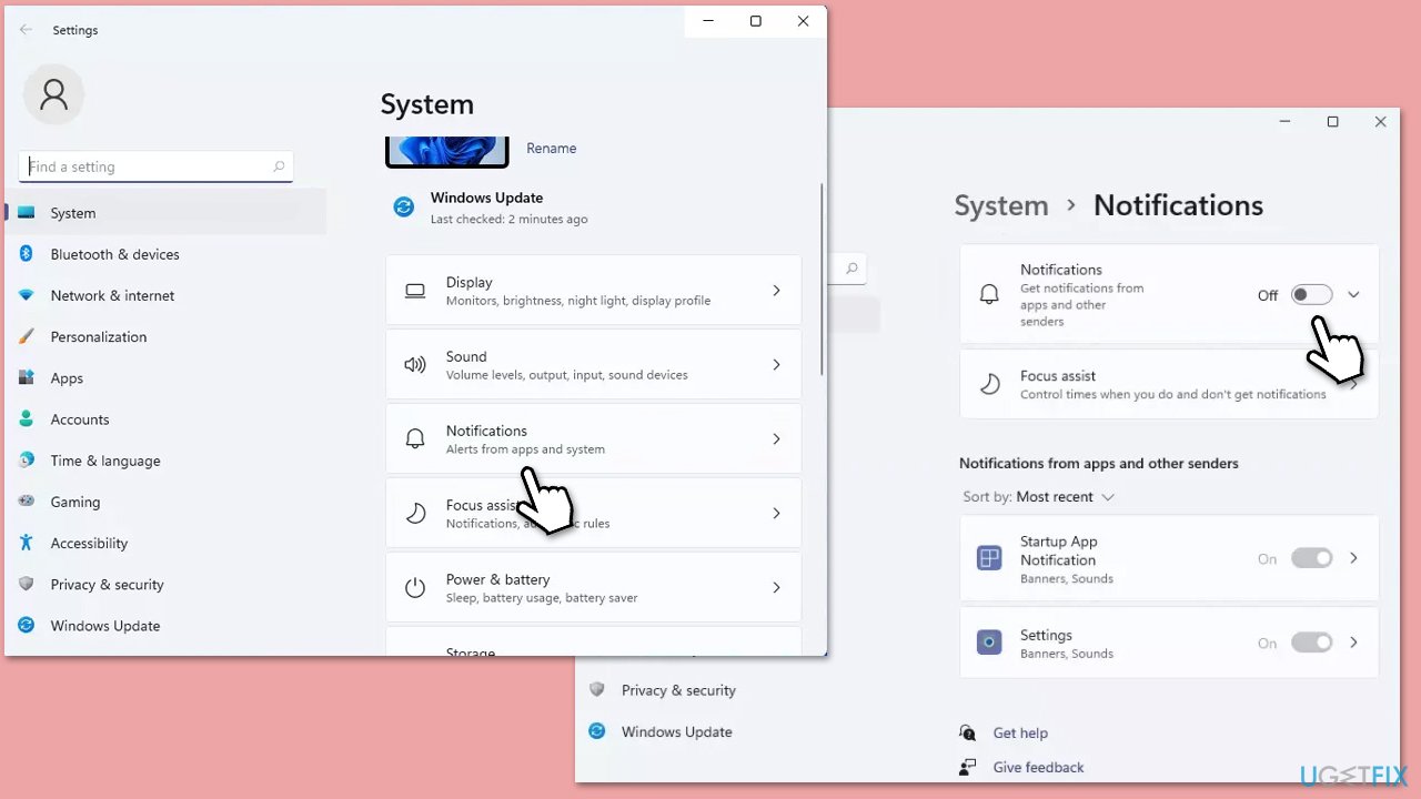 تعطيل الإشعارات