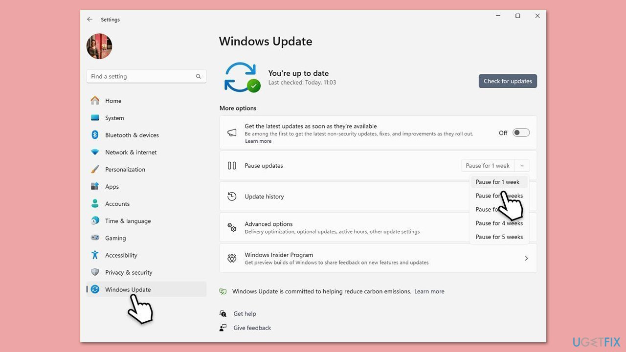 إلغاء تثبيت التحديثات