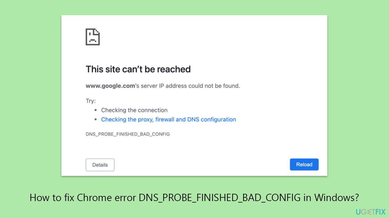 حل مشكلة DNS_PROBE_FINISHED_BAD_CONFIG في Chrome على Windows