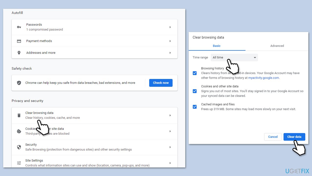 مسح ذاكرة التخزين المؤقت