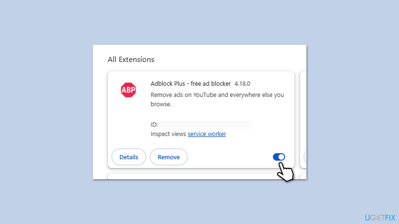 تعطيل الإضافات