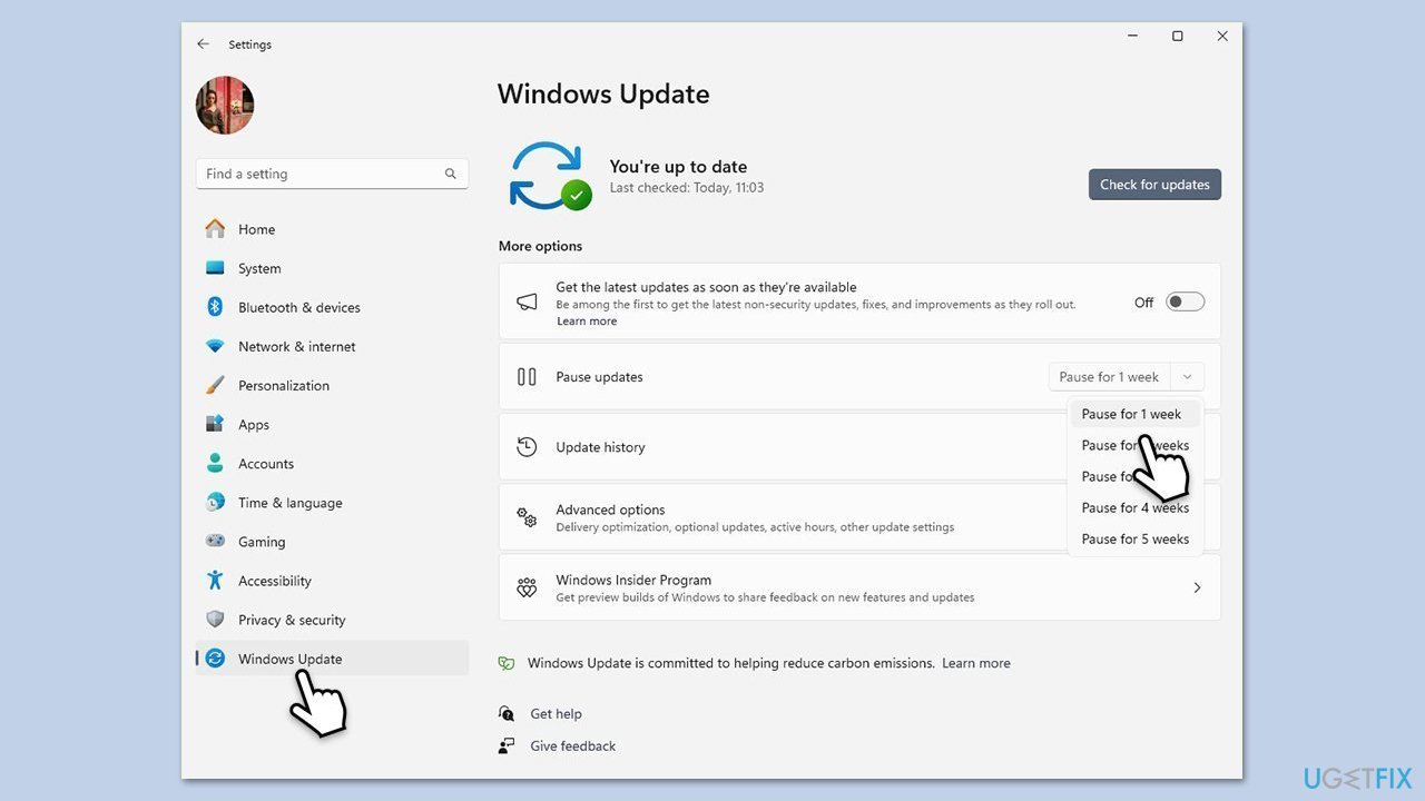 إلغاء تثبيت التحديث