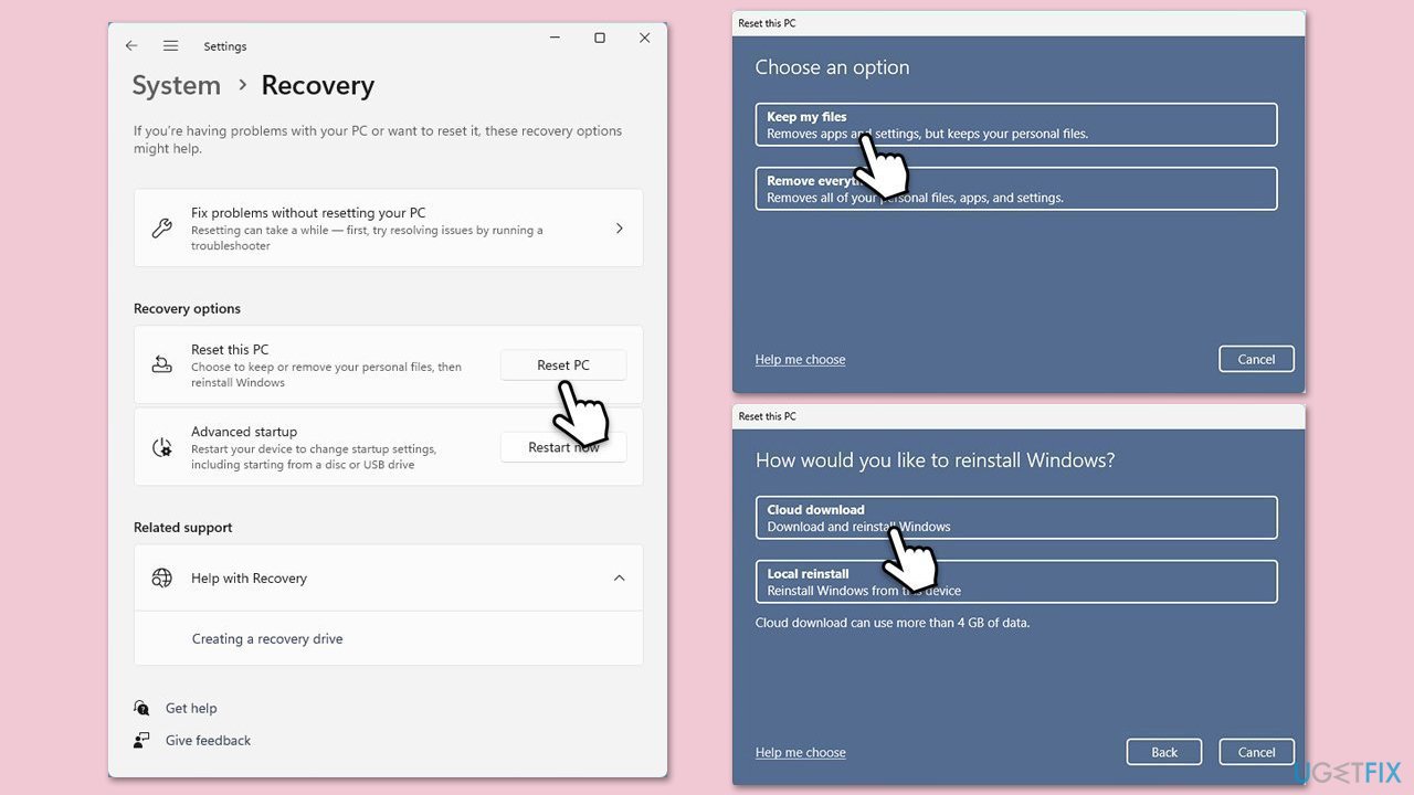 إعادة تعيين Windows