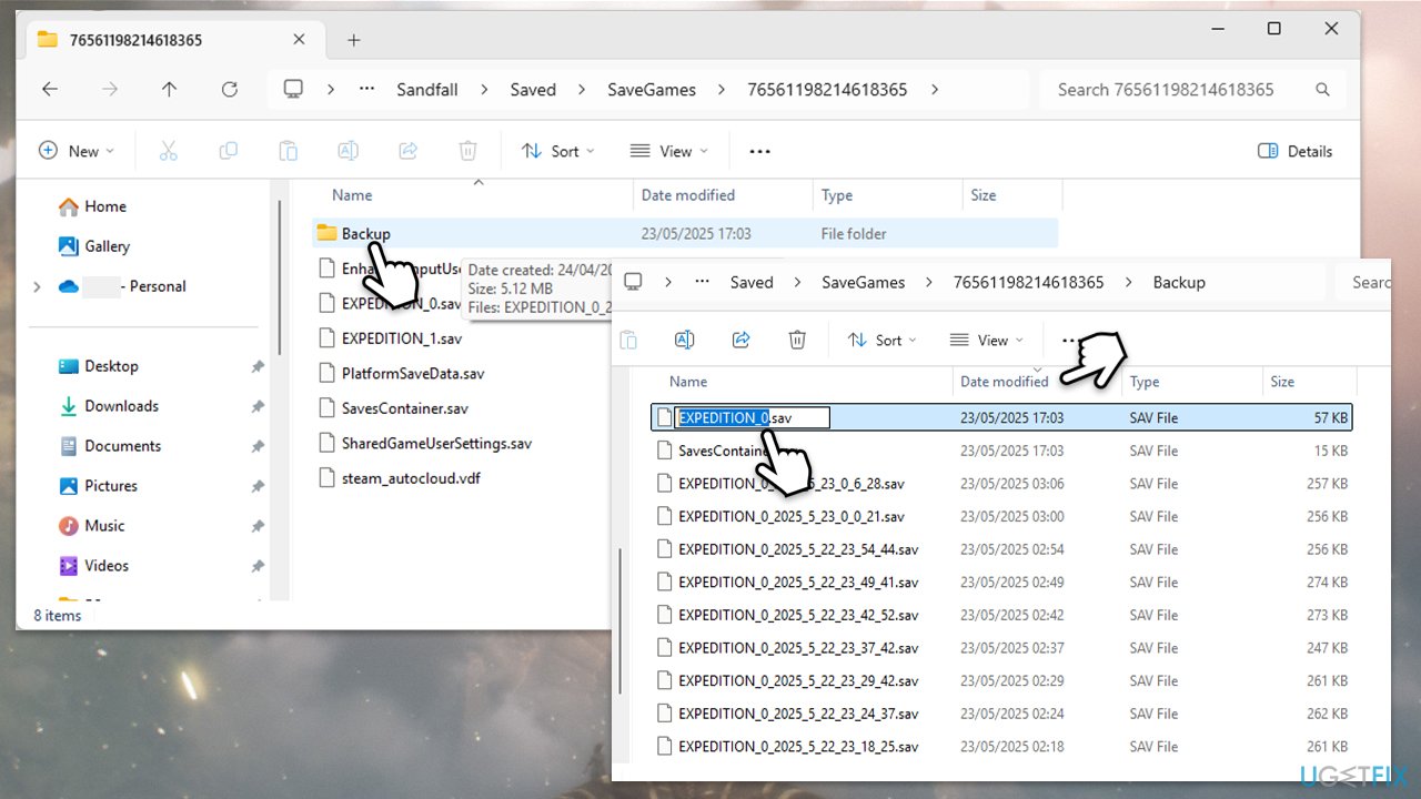 إعادة تسمية ملف الحفظ
