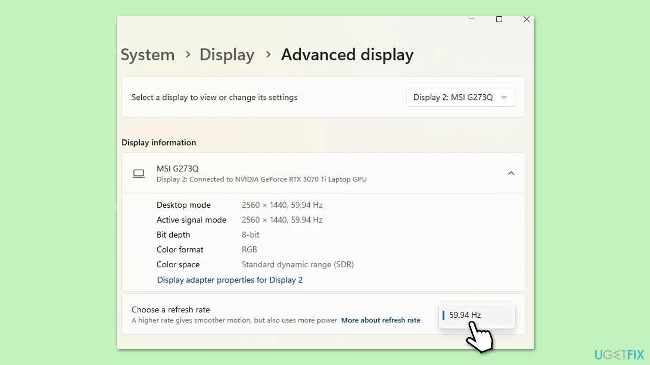 التحقق من معدل التحديث