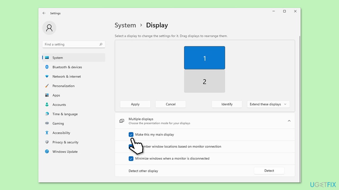 تعيين الشاشة الأساسية الصحيحة