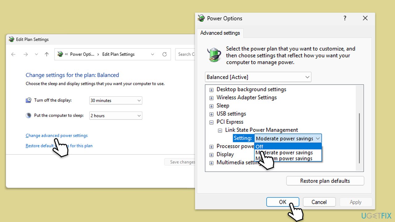 تغيير إعدادات خطة الطاقة