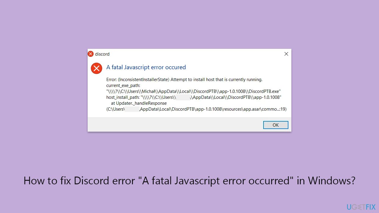 كيفية إصلاح خطأ جافاسكريبت الفادح في Discord على Windows