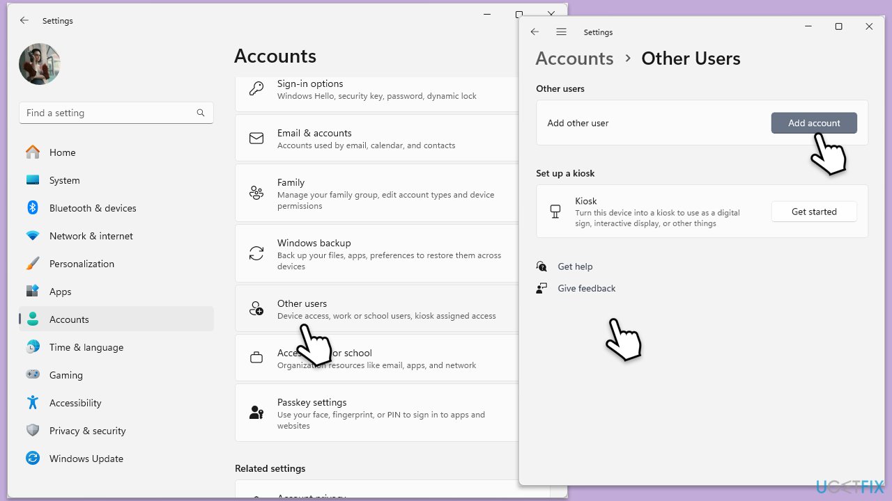 إنشاء ملف تعريف مستخدم جديد