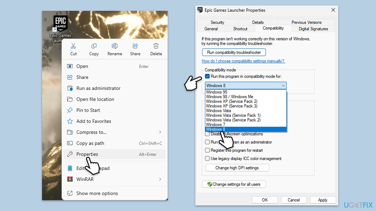 التشغيل في وضع التوافق