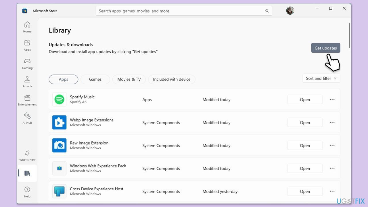 تحديث تطبيقات المتجر