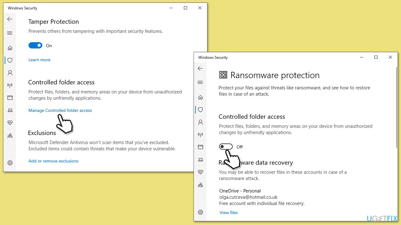 تعطيل الوصول المتحكم به