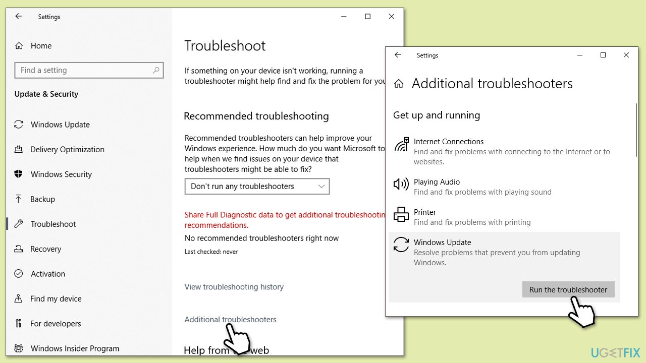 تشغيل مستكشف الأخطاء ومصلحها