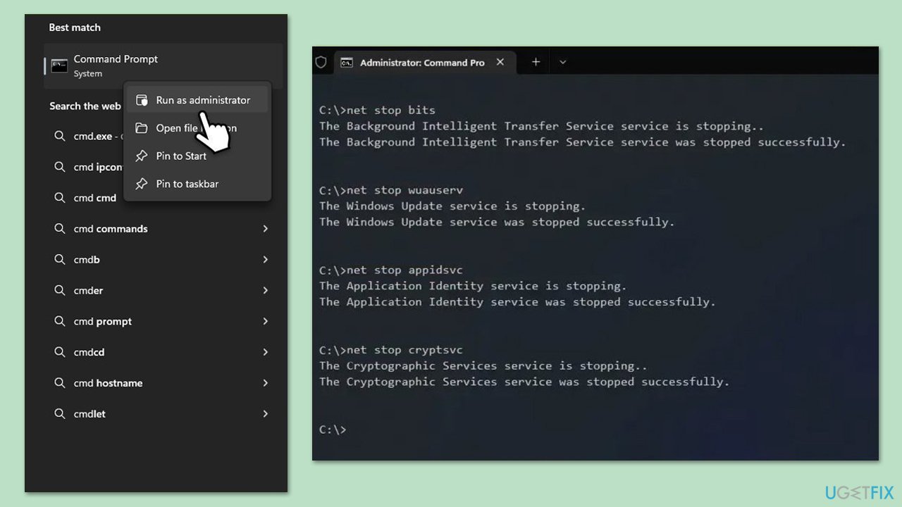 إعادة تعيين مكونات تحديث Windows