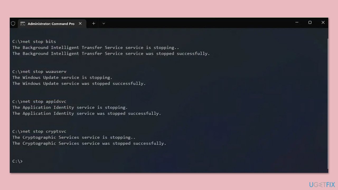 إعادة تعيين مكونات تحديث Windows