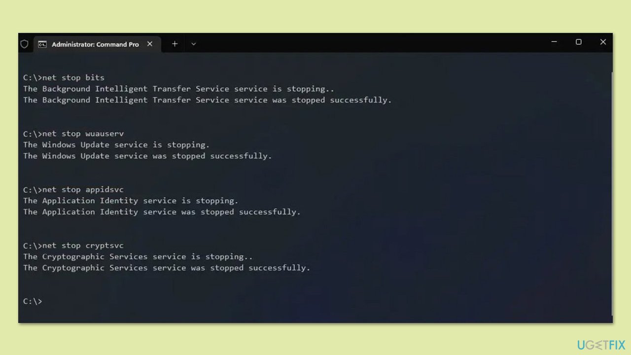 إعادة تعيين مكونات تحديث Windows