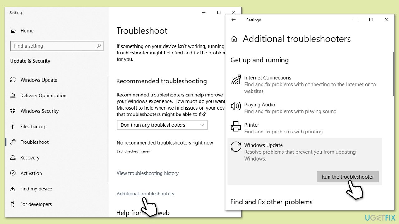 تشغيل مستكشف الأخطاء ومصلحها