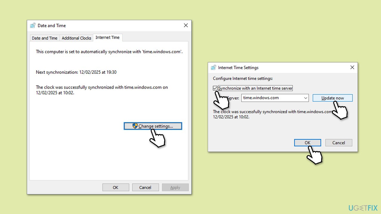 مزامنة التاريخ والوقت