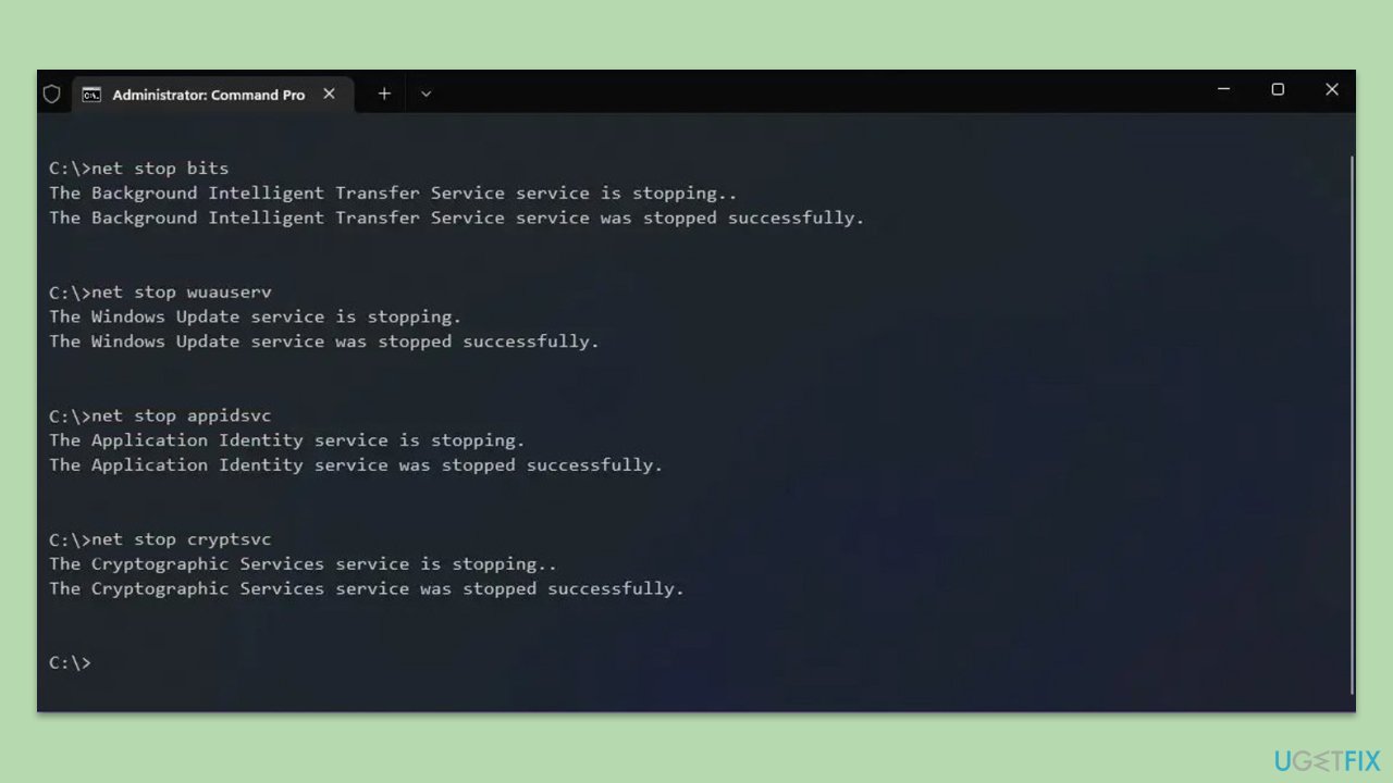 إعادة تعيين مكونات Windows Update