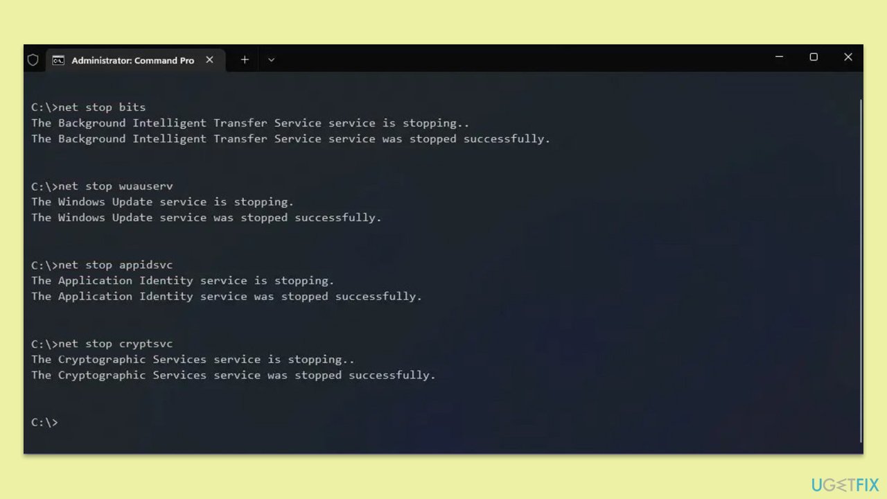 إعادة تعيين مكونات تحديث Windows