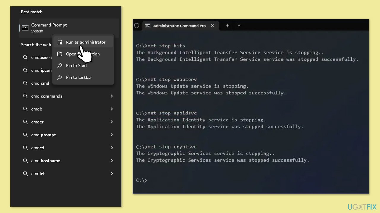 إعادة تعيين مكونات تحديث Windows