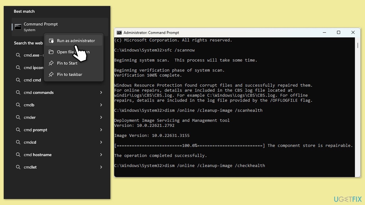 مدقق ملفات النظام و DISM