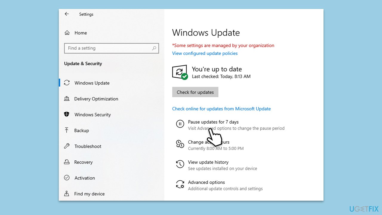إيقاف التحديث مؤقتًا
