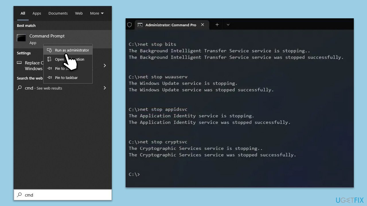 إعادة تعيين مكونات تحديث Windows