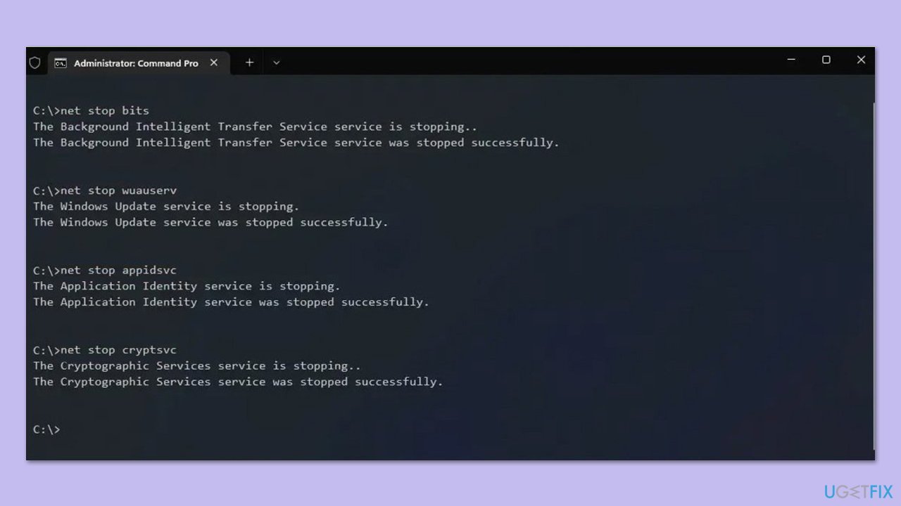 إعادة تعيين مكونات تحديث Windows