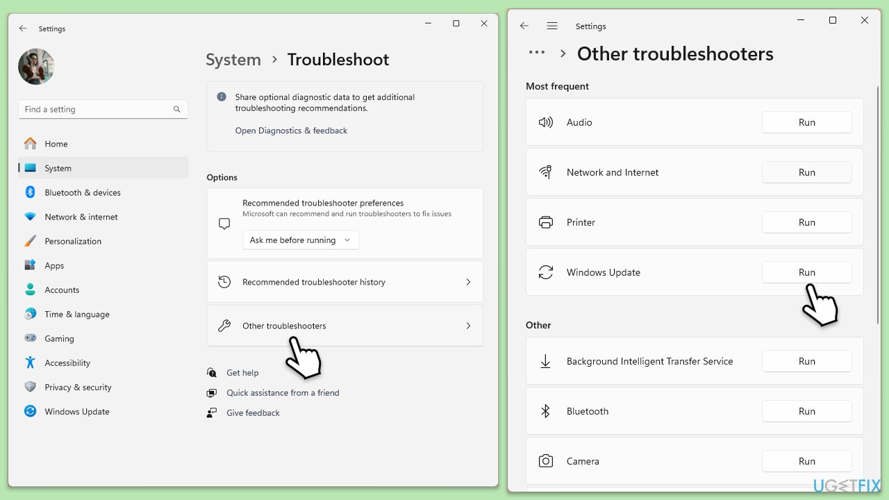 تشغيل مستكشف الأخطاء ومصلحها