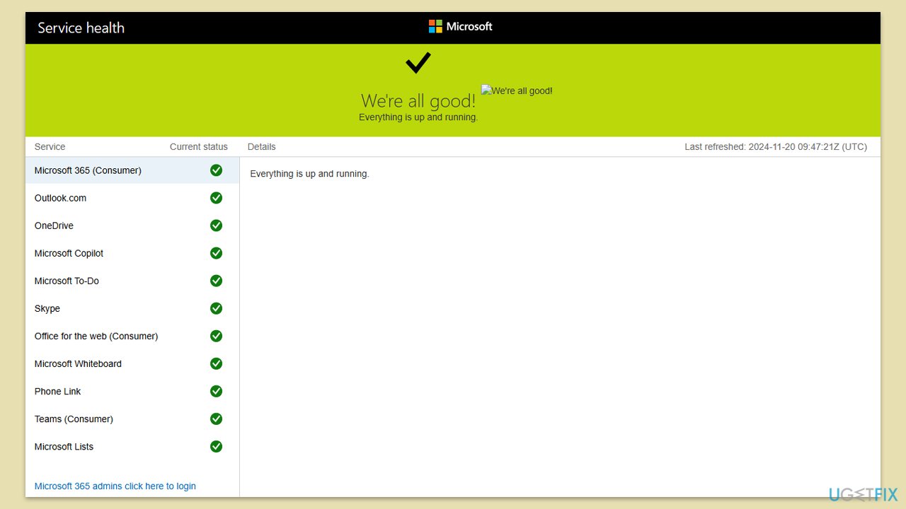 التحقق من حالة الخادم