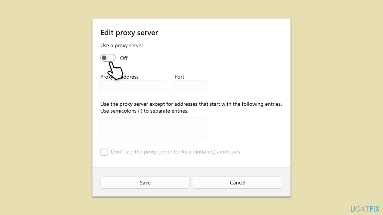 تعطيل VPN والوكيل