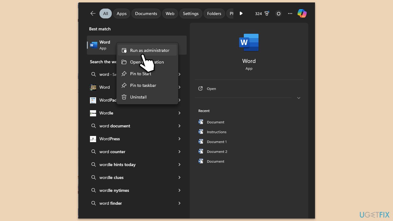 تشغيل كمسؤول