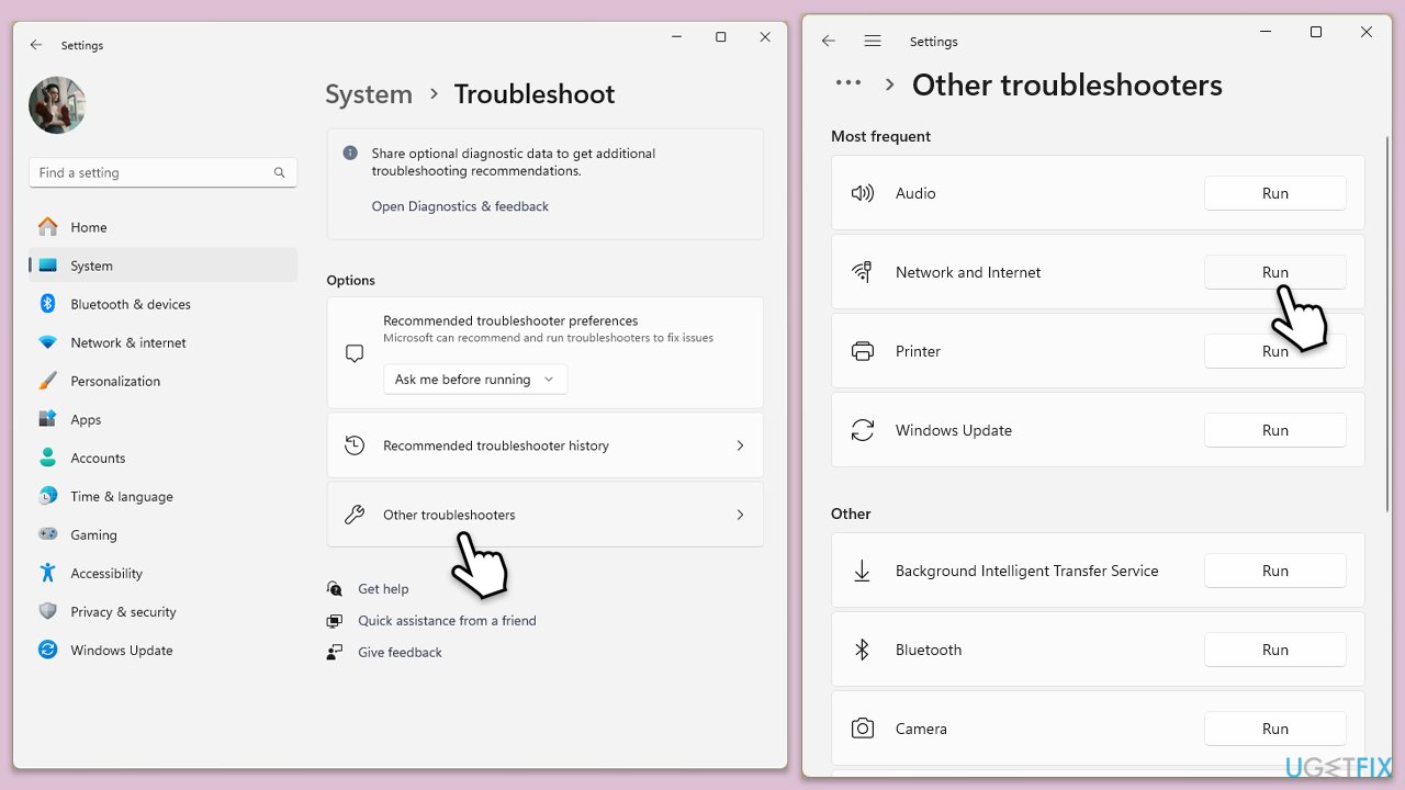 تشغيل مستكشف الأخطاء ومصلحها