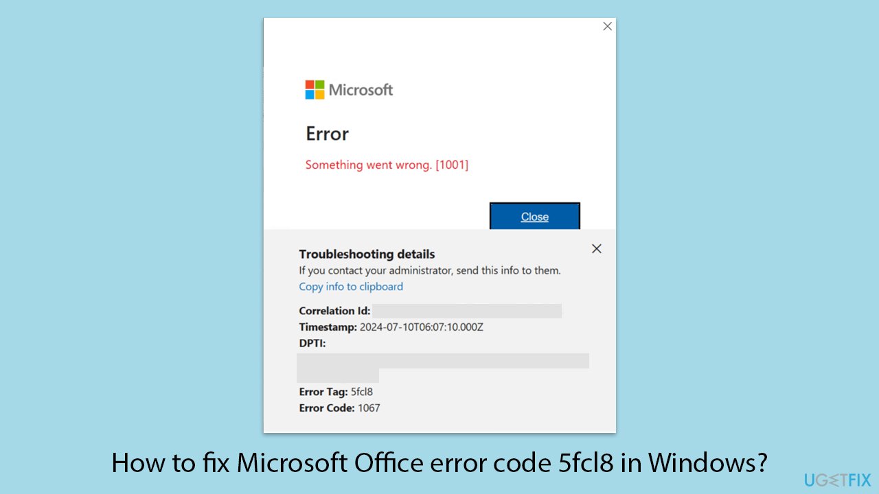حل مشكلة رمز الخطأ 5fcl8 في Microsoft Office على Windows