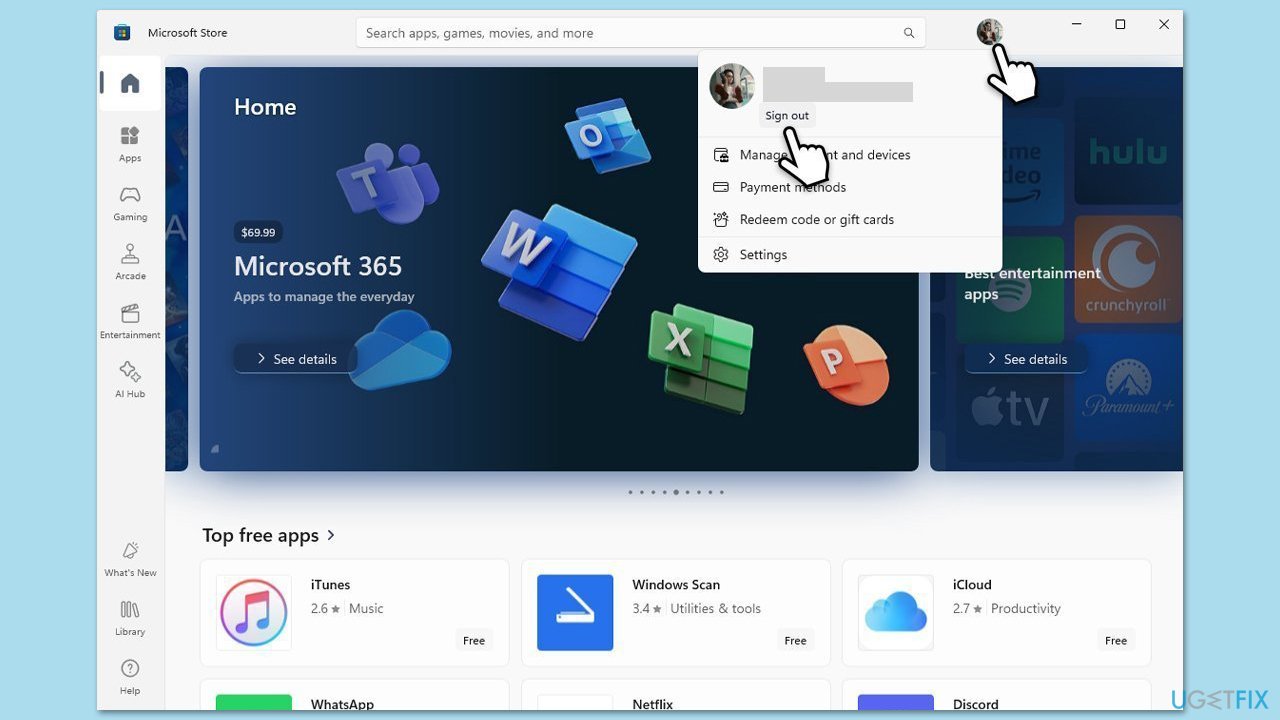 تسجيل الخروج من Store