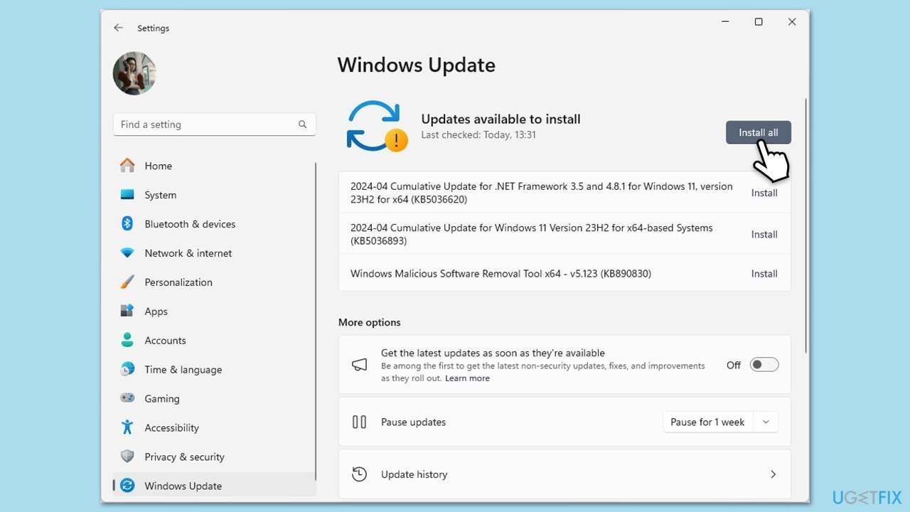 تثبيت تحديثات Windows
