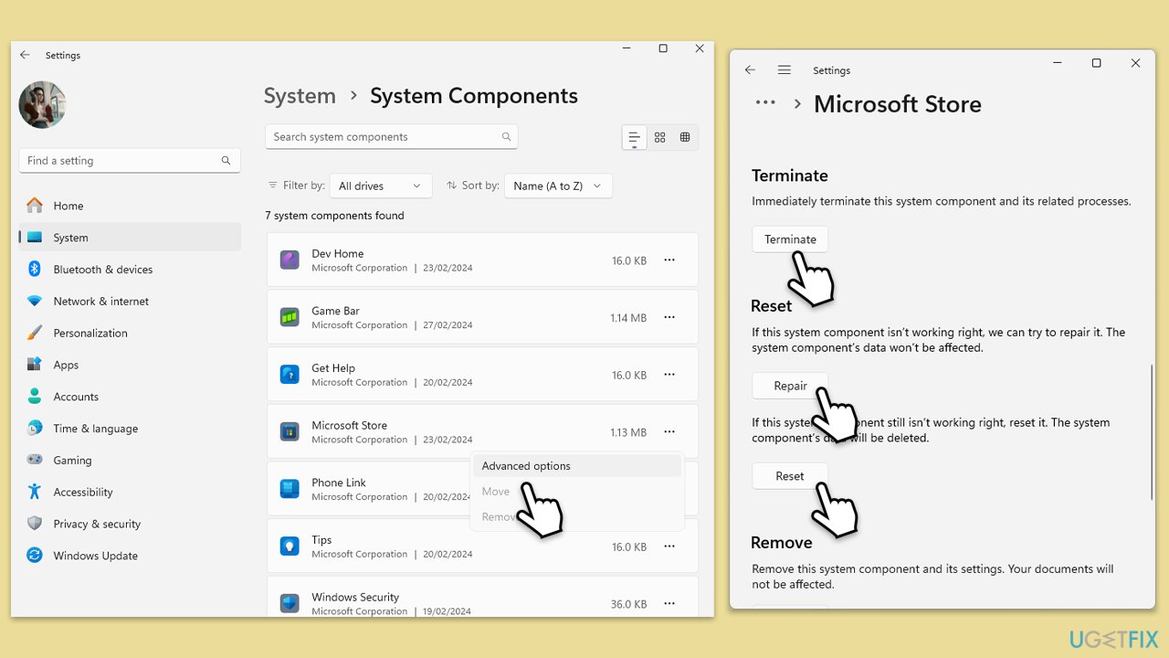 إصلاح إعادة تعيين Store