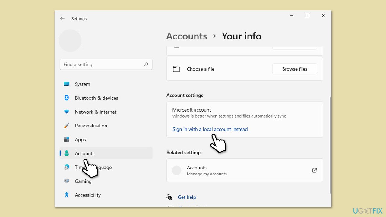 تسجيل الدخول باستخدام حساب محلي بدلاً من ذلك